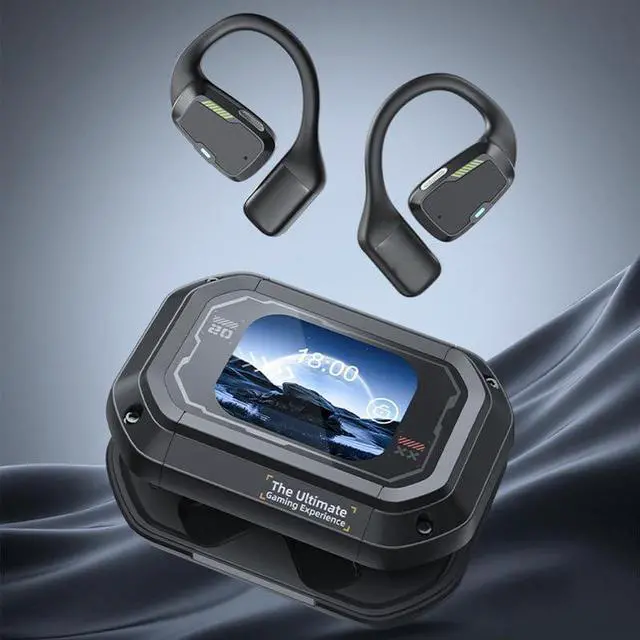 Alt view image 6 of 7 - Full-Color Touchscreen Bluetooth in-Ear Headset - Wireless Earbuds Bluetooth 5.4 Headphones Bass Stereo Ear Buds with ANC Noise Cancelling, 36h Playtime, for iPhone and Andrio (Silver)