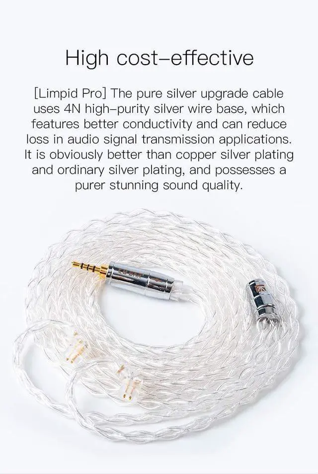 Alt view image 3 of 7 - KBEAR 8 IEM Cable 8 Core Silver Earphone Cable Ear Monitor Replacement Cable for Kbear KS1/KS2/Strom/Lark/Robin/Rosefinch/CCZ Melody/Coffee Bean/Warrior Earbuds (TFZ 3.5MM)