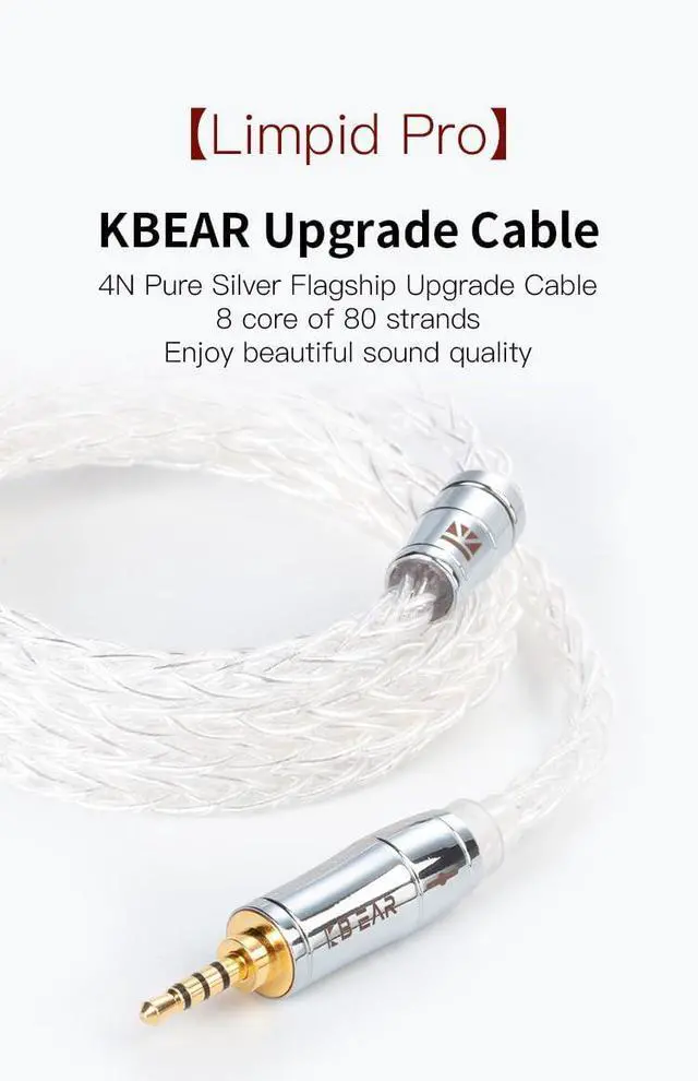 Alt view image 2 of 7 - KBEAR 8 IEM Cable 8 Core Silver Earphone Cable Ear Monitor Replacement Cable for Kbear KS1/KS2/Strom/Lark/Robin/Rosefinch/CCZ Melody/Coffee Bean/Warrior Earbuds (TFZ 3.5MM)