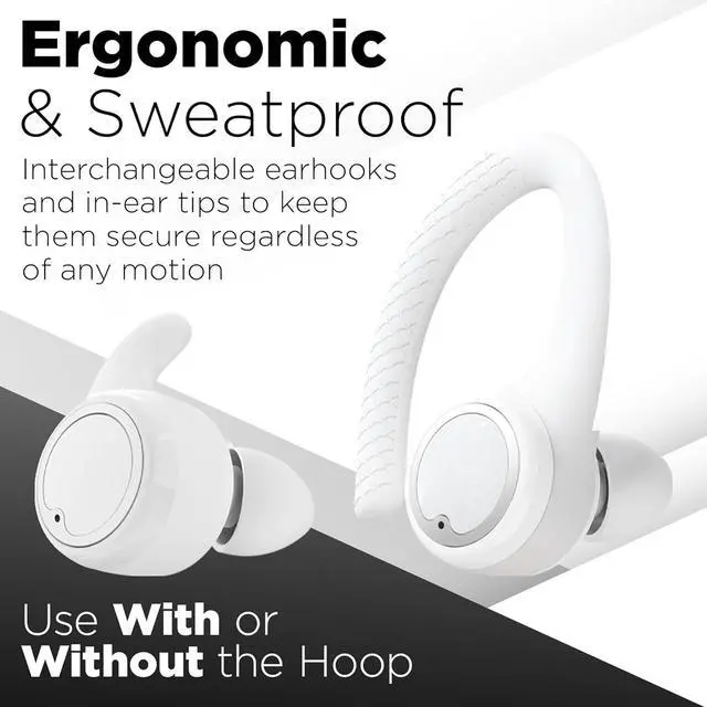 Alt view image 6 of 6 - MyJoy Active Wireless Earbuds,Bluetooth, Over The Ear Earbuds Wireless Bluetooth, Running, Workout Headphones, White