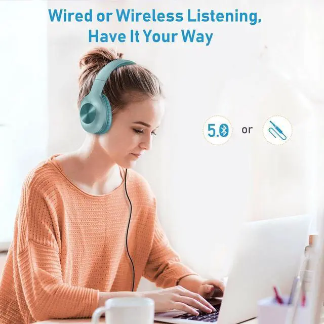 Alt view image 3 of 6 - Wireless Headphones Foldable Headset Compatible with Sonim XP3plus 5G (Flip), w Mic Hands-Free Earphones Earbuds Over Ear