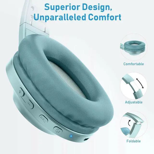 Alt view image 5 of 6 - Wireless Headphones Foldable Headset Compatible with Sonim XP3plus 5G (Flip), w Mic Hands-Free Earphones Earbuds Over Ear
