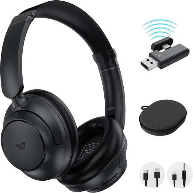 Main image of Tour Hybrid Active Noise Cancelling Headphones with Dongle, Wireless Over Ear Bluetooth Headphones, Bluetooth 5.4 Wired Headset with Mic, 80H Playtime Storeage Bag for Smartphone PC (Black)