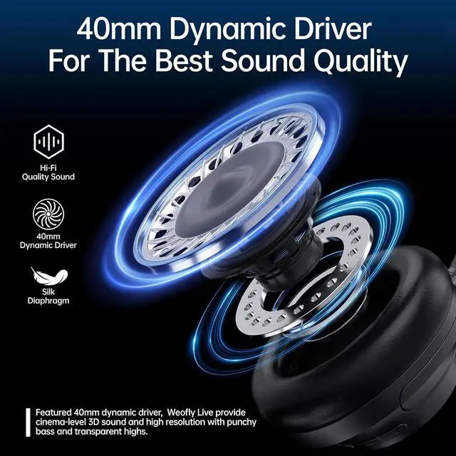 Alt view image 5 of 7 - Tour Hybrid Active Noise Cancelling Headphones with Dongle, Wireless Over Ear Bluetooth Headphones, Bluetooth 5.4 Wired Headset with Mic, 80H Playtime Storeage Bag for Smartphone PC (Black)