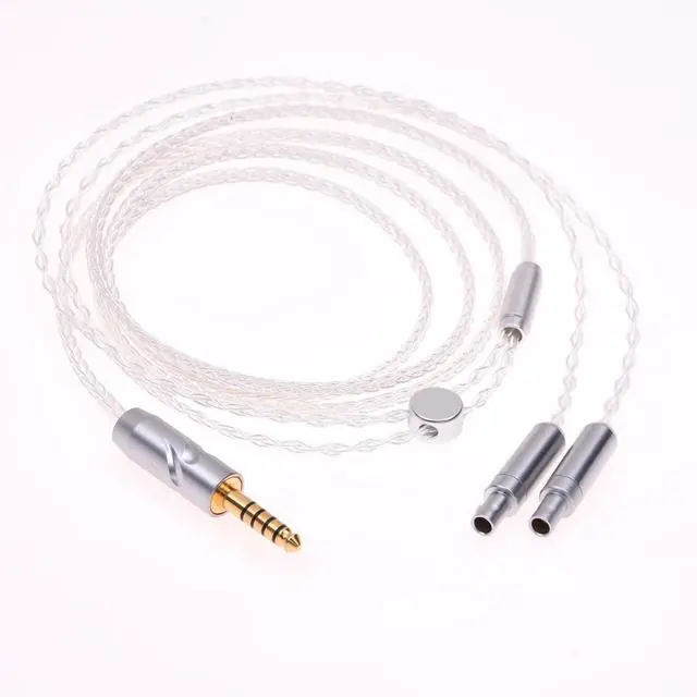 Alt view image 2 of 3 - 8 Cores 5n Silver Plated Headphone Upgrade Cable for Sennheiser HD800 HD800S (4FT, 4.4mm Balance)