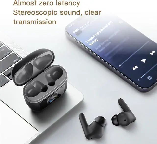 Alt view image 3 of 7 - ANC Earbuds Touchscreen Bluetooth Earphones Wireless Active Noise Cancelling Wireless Bluetooth with LCD Touch Screen Display Case Earbuds