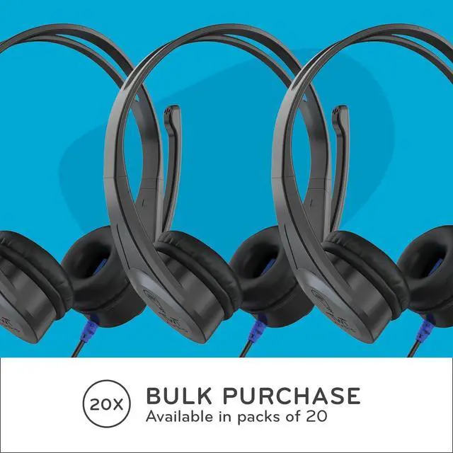 Alt view image 5 of 6 - ThinkWrite Technologies / TWT Audio LITE, TW55 | Premium On-Ear Lightweight Noise Reducing Wired Headsets 20 Pack (3.5mm TRRS Jack)