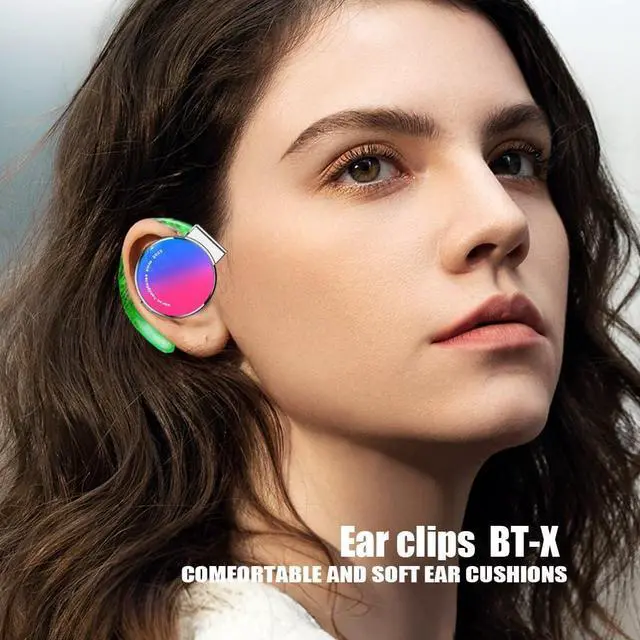 Alt view image 5 of 7 - Clip on Headphones Bluetooth V5.3, Open Ear Earphones Wireless with Earhooks, Ear Clip On-Ear Headphones, Sports Headset Bluetooth with 4 Microphones, Noise Cancelling/Long Battery Life