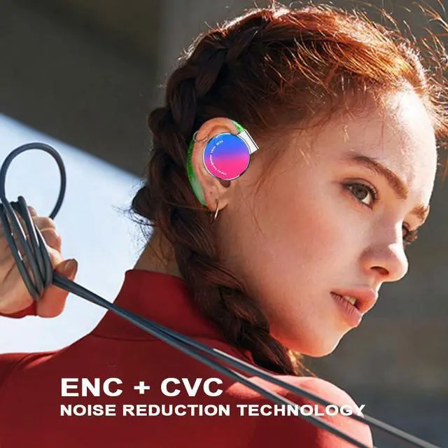 Alt view image 6 of 7 - Clip on Headphones Bluetooth V5.3, Open Ear Earphones Wireless with Earhooks, Ear Clip On-Ear Headphones, Sports Headset Bluetooth with 4 Microphones, Noise Cancelling/Long Battery Life