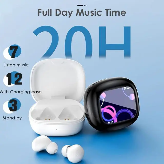 Alt view image 3 of 7 - Touch Screen Earbuds Wireless Bluetooth Earphones ANC Noise Cancelling Waterproof Touchscreen Earbuds with Smart Screen Touch Case Small Tiny Smallest in Ear Earbud Long Battery Life Ear Buds