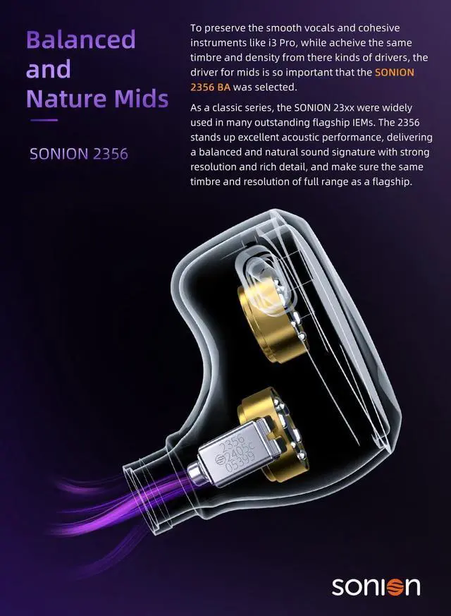 Alt view image 6 of 7 - YINYOO TRI I3 MK3, 10mm Beryllium Diaphragm DD in Ear Monitor, Hybrid IEM Earphones, Gaming Earbuds, HiFi Wired Earbuds with CNC Precision-Carved Housing, 4.4mm Balanced Plug(Purple)