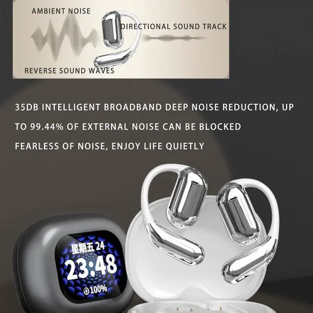 Alt view image 4 of 7 - Ipx5 Waterproof Bluetooth Earbuds, Xp2 Earbuds, True Wireless Open Ear 5.4, Intelligent Touch Screen Open Bluetooth Earphones (Black)