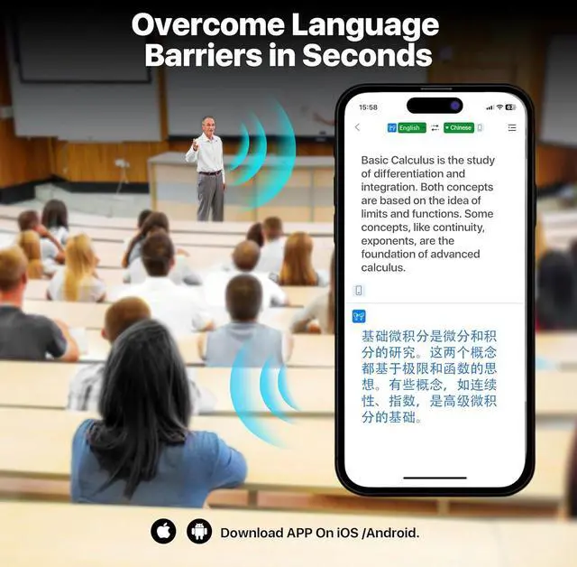 Alt view image 6 of 6 - AI Language Translation Earbuds, OWS Real-Time Translator Earphone Includes Supports 144 Languages & Accents Translation Device for Travel Business Learning(Black)