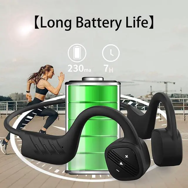 Alt view image 5 of 7 - Open Ear Bone Conduction Headphones Bluetooth Swimming - Mp3 Player Sport Wireless Earphones 8H Playback Time,Waterproof for Diving Headset for Underwater Running Gym Cycling