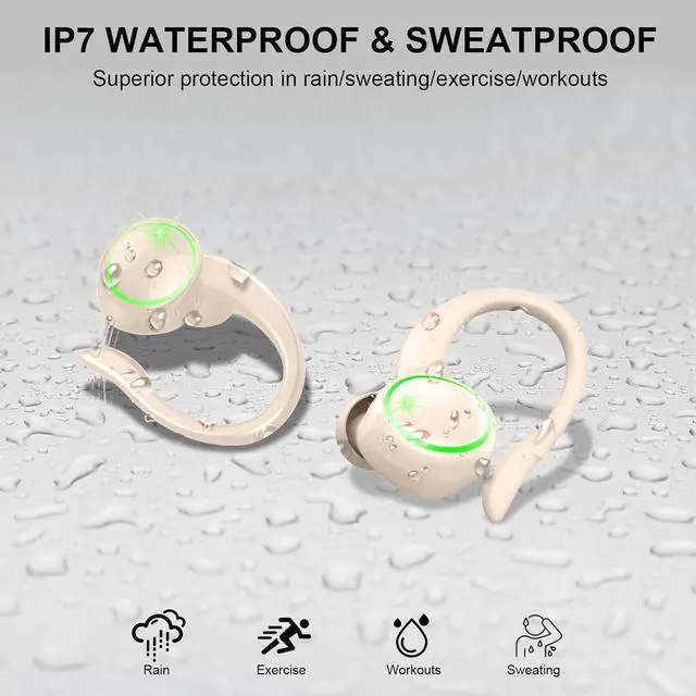 Alt view image 6 of 7 - Wireless Earbuds, Bluetooth 5.4 Headphones Sports, 50H Playback Over-Ear Buds with 4 ENC Noise Cancelling Mic, HiFi Stereo Fitness Earphones Earhooks, IP7 Waterproof Headset for Runing