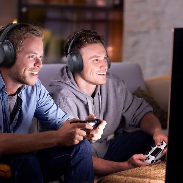 Alt view image 2 of 7 - MIXX StreamQ TV Headphones and Transmitter Bundle  Wireless Bluetooth Over-Ear Headphones with 3D Surround Sound, Voice Mode for Clear Dialogue, 40-Hour Battery Life, Multi-Listener Audio