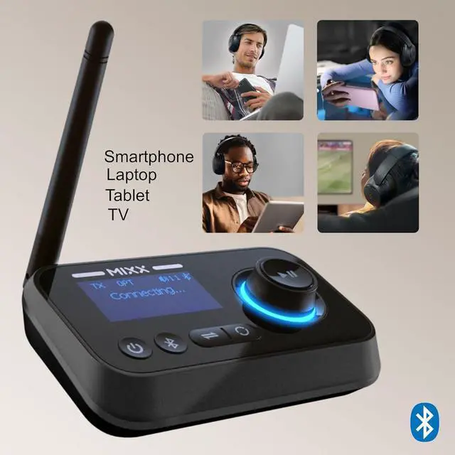 Alt view image 6 of 7 - MIXX StreamQ TV Headphones and Transmitter Bundle  Wireless Bluetooth Over-Ear Headphones with 3D Surround Sound, Voice Mode for Clear Dialogue, 40-Hour Battery Life, Multi-Listener Audio