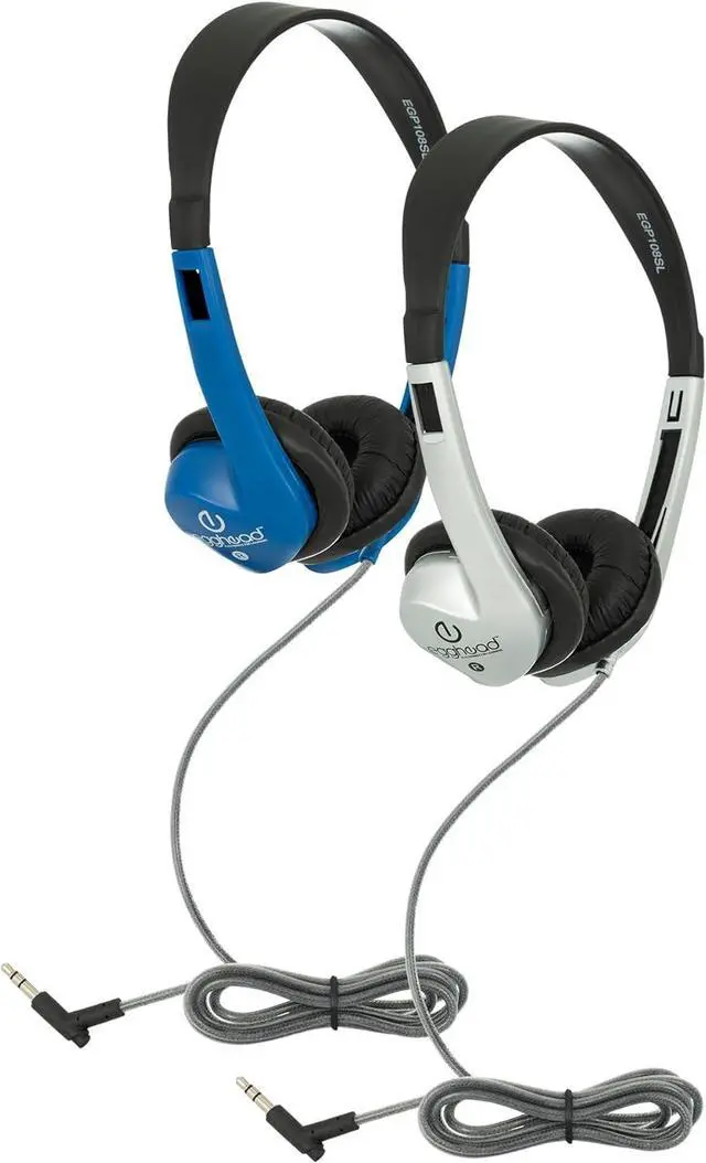 Alt view image 3 of 5 - Egghead® Classroom Stereo Headphones with Adjustable Headband, Leatherette Ear Cushions, and Tangle-Free Cord, Ideal for School, Library, or Group Use, Pack of 20