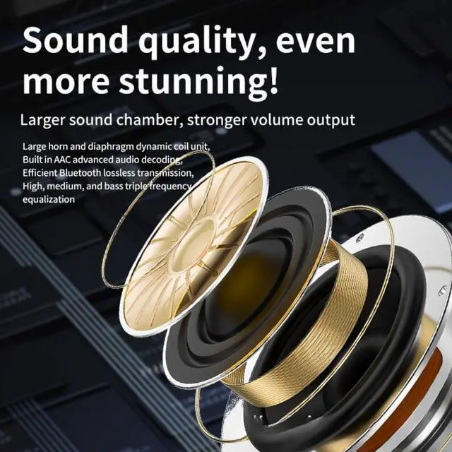 Alt view image 4 of 7 - Open Ear Headphones Wireless Bluetooth 5.3 Earphones for Snug Fit, Ergonomic Ear Hook, Clear Calls, Wireless Earbuds, Digital Display Charging Case 40H Playtime Black
