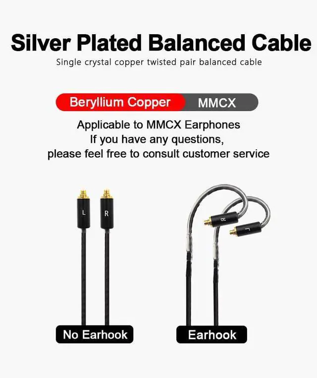 Alt view image 2 of 7 - MMCX to 2.5mm 3.5mm 4.4mm 6N OCC Balanced Cable 3.9ft Compatible with AKG N5005, S0NY N1AP, N3AP, SE215, N40, F5 Earphones
