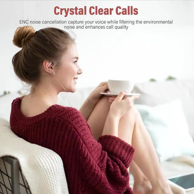 Alt view image 5 of 7 - Open Ear Headphones, Wireless Bluetooth 5.4 Earbuds with Big Earhooks, Ultra-Comfort Open Ear Earbuds, 58 Hours HD Stereo Sound Over Ear Earphones, IP7 Waterproof Headset for Workouts, Red