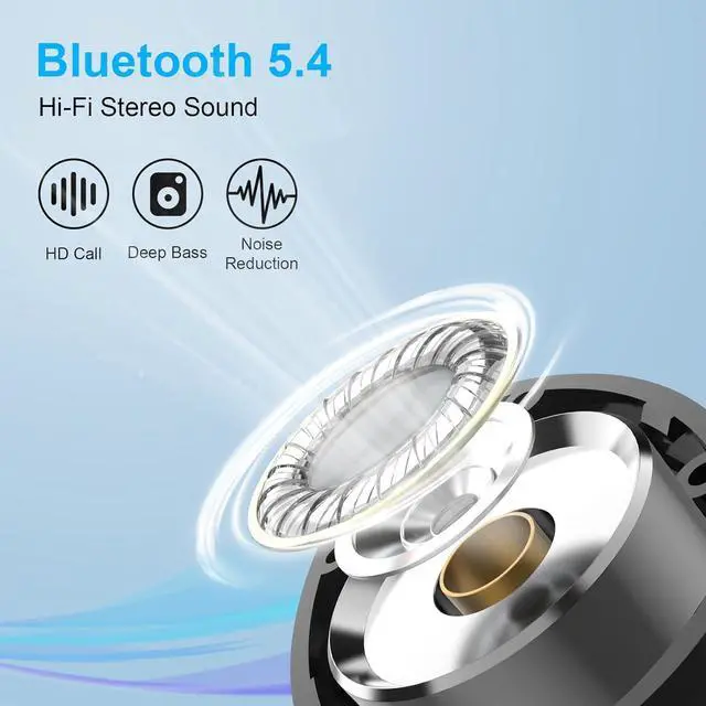 Alt view image 2 of 7 - Wireless Earbuds, Bluetooth 5.4 headphones Sport with ENC Noise Cancelling Mic, 50 Playback Over-Ear Buds Deep Bass, Earphones with Earhooks, IP7 Waterproof Fitness Headset for Running Gym Workout