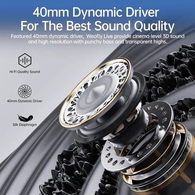 Alt view image 5 of 7 - Live Hybrid Active Noise Cancelling Headphones with Dongle, Wireless Over Ear Bluetooth Headphones, Bluetooth 5.4 Wired Headset with Mic, 80H Playtime Storeage Bag for Smartphone PC (Black)