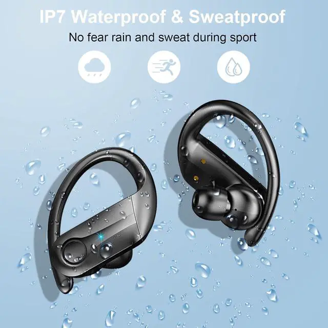 Alt view image 7 of 7 - Wireless Earbuds, Bluetooth 5.4 headphones Sport with ENC Noise Cancelling Mic, 50 Playback Over-Ear Buds Deep Bass, Earphones with Earhooks, IP7 Waterproof Fitness Headset for Running Gym Workout