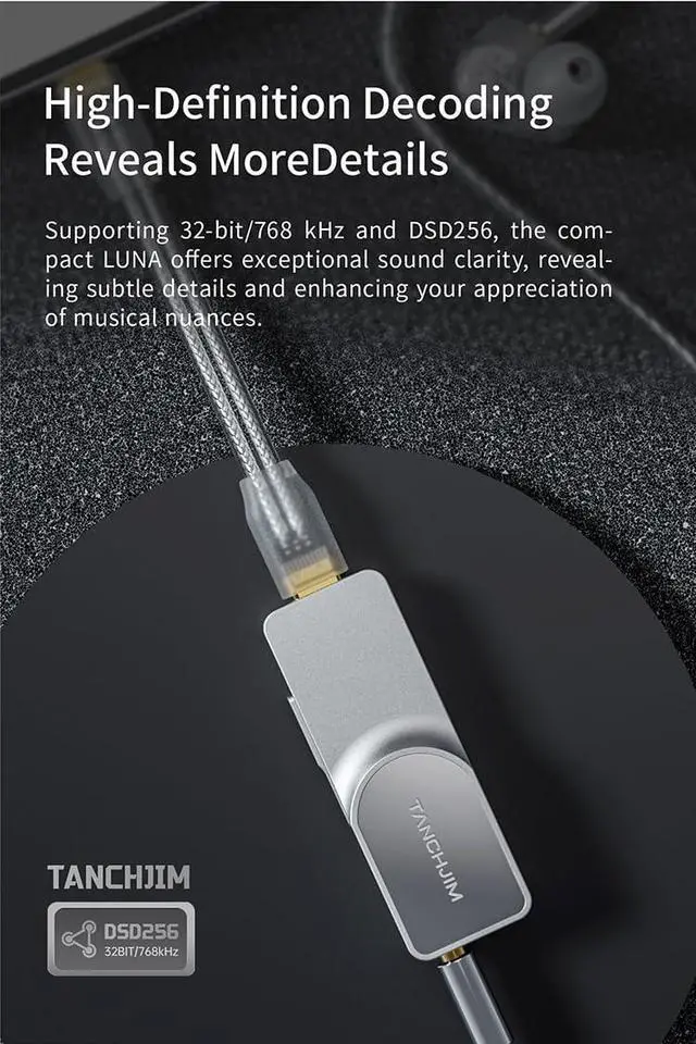 Alt view image 7 of 7 - TANCHJIM Luna Flagship Configuration Portable USB DAC/Amp Dual CS43198 Dual Output ports3.5mm 4.4mm DSD256 Headphone Amplifier (Limited Edition-Silver Sword)