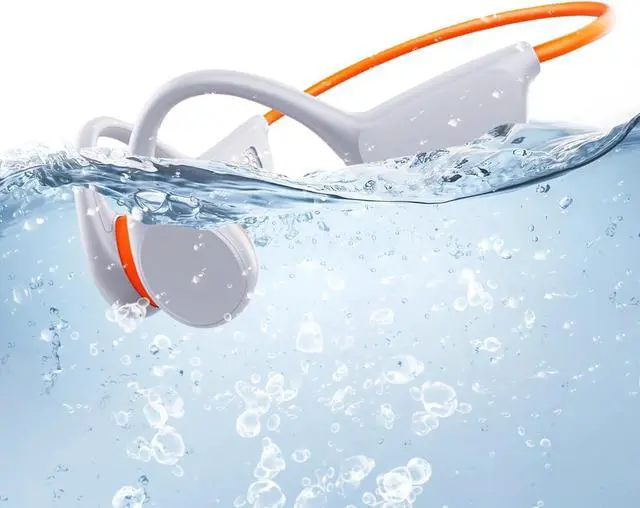 Main image of Swimming Headphones IPX8 Waterproof Underwater Bone Conduction Headphones for Swimming Bluetooth 5.3 Open Ear Bone Conducting with 32GB MP3 for Sport Running (Orange)