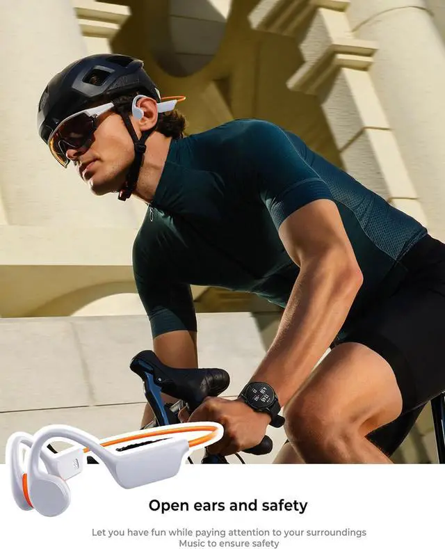 Alt view image 4 of 7 - Swimming Headphones IPX8 Waterproof Underwater Bone Conduction Headphones for Swimming Bluetooth 5.3 Open Ear Bone Conducting with 32GB MP3 for Sport Running (Orange)