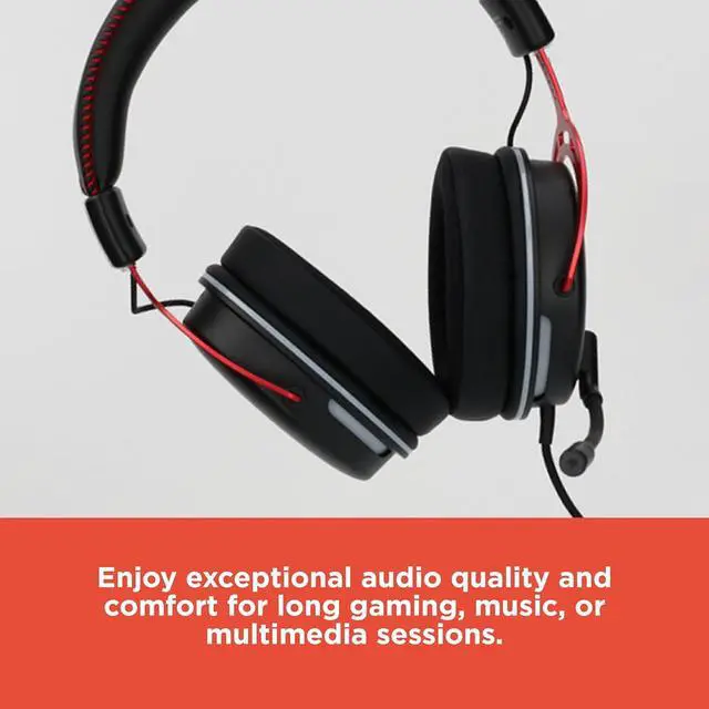 Alt view image 4 of 7 - RadioShack Gaming 7.1 USB Headphones  Immersive Surround Sound, 50mm Drivers, 20Hz-20kHz Frequency Range, 32 Impedance, Black & Red Design for Gamers