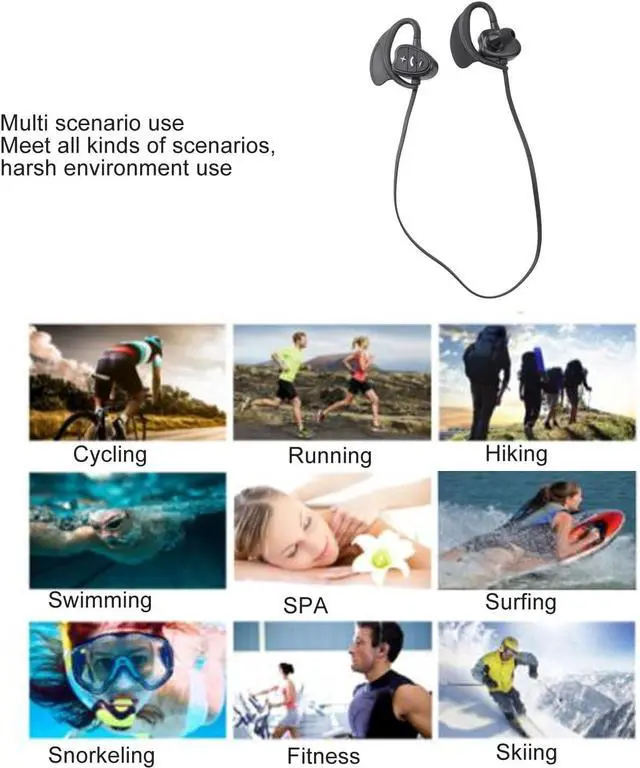 Alt view image 4 of 7 - Fabater IPX8 Headphones for Swimming, in Ear Swimming Headphones with 5.0, Underwater MP3 Player, for Swimming, Sports, Running (Black)