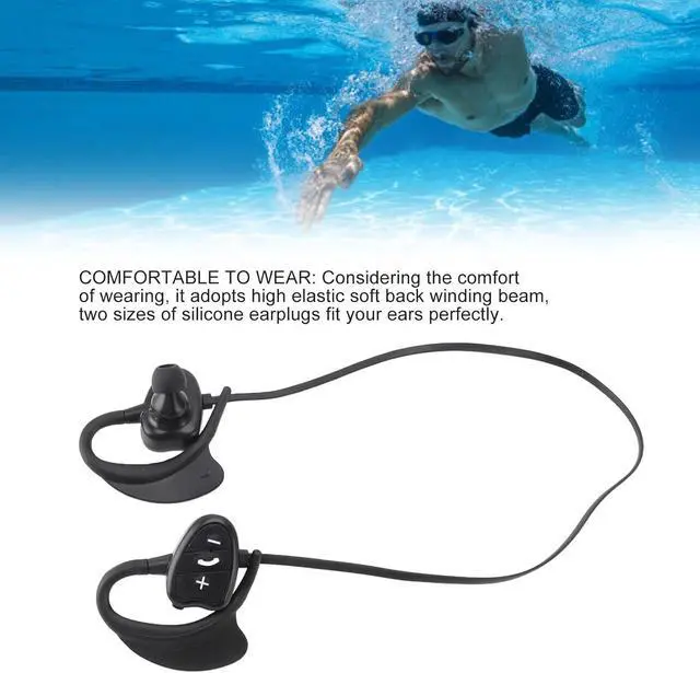 Alt view image 5 of 7 - Fabater IPX8 Headphones for Swimming, in Ear Swimming Headphones with 5.0, Underwater MP3 Player, for Swimming, Sports, Running (Black)