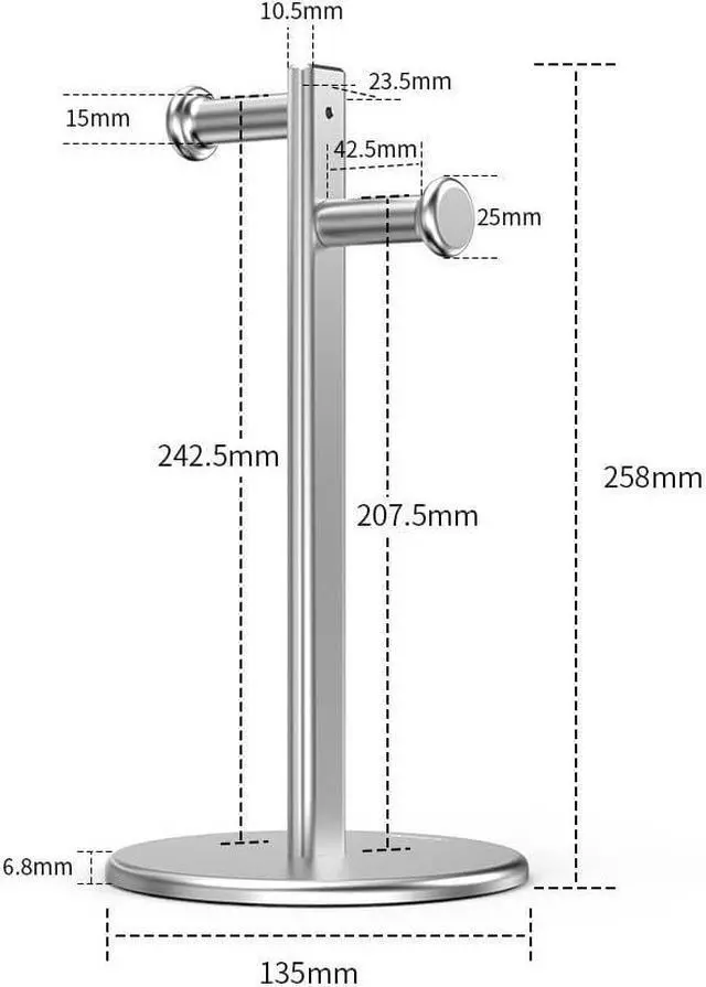 Alt view image 2 of 7 - Aluminum Alloy Headphone Bracket Dual Hanger Headphone Brace Universal Headset Support Game Earphone Stand Rack Headphone Accessories (Black)