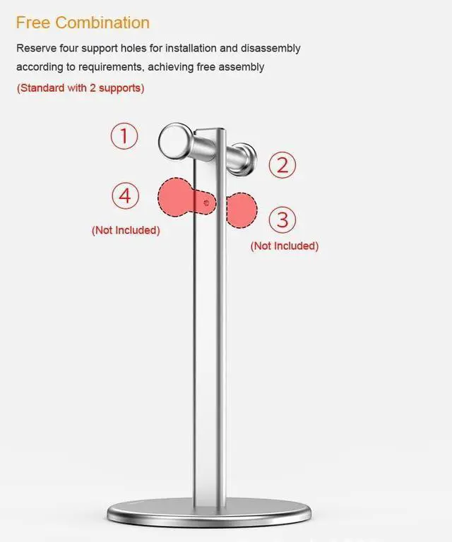 Alt view image 4 of 7 - Aluminum Alloy Headphone Bracket Dual Hanger Headphone Brace Universal Headset Support Game Earphone Stand Rack Headphone Accessories (Black)