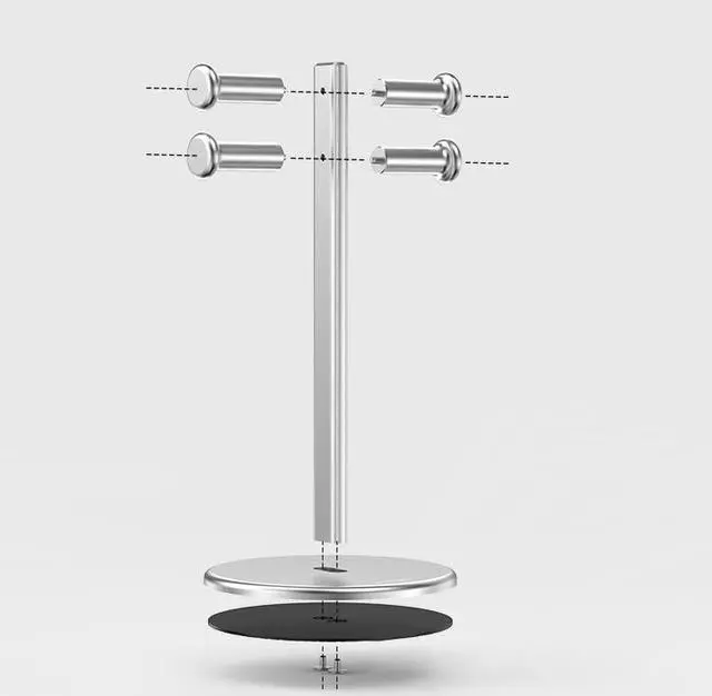 Alt view image 5 of 7 - Aluminum Alloy Headphone Bracket Dual Hanger Headphone Brace Universal Headset Support Game Earphone Stand Rack Headphone Accessories (Black)