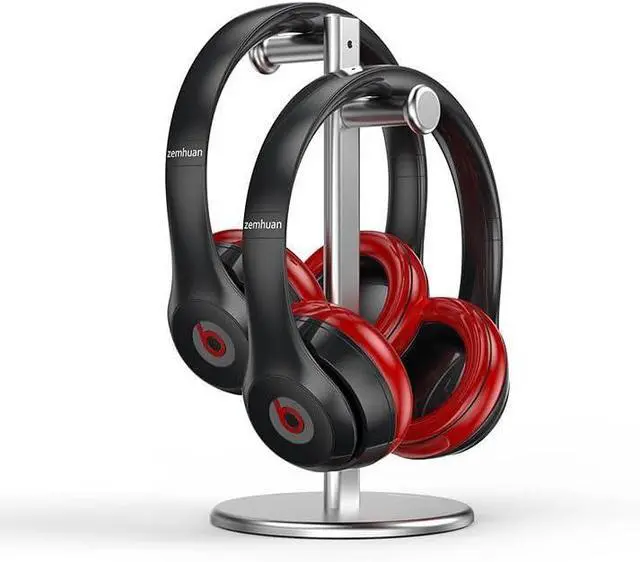 Alt view image 7 of 7 - Aluminum Alloy Headphone Bracket Dual Hanger Headphone Brace Universal Headset Support Game Earphone Stand Rack Headphone Accessories (Black)