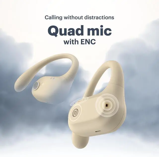 Alt view image 6 of 7 - Pure Pods  Wireless Open-Ear (OWS) Earbuds with AirWave Tech, 80H Playtime, Detachable Neckband, Sweat-Resistant, Running, Gym & Hiking, Ultimate Comfort, No Ear Fatigue (Zen Beige)