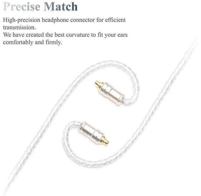 Alt view image 3 of 7 - 6N OFC Silver Plated IEM Cable for Sennheiser IE200 IE300 IE600 IE900 4.4mm Balanced Hi-Fi Earphone Audio Upgrade Cable (3.5mm Plug)