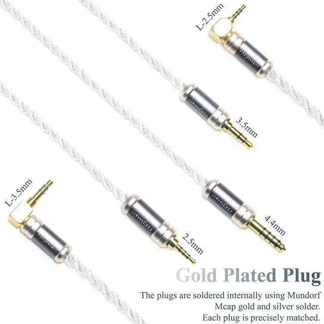 Alt view image 6 of 7 - 6N OFC Silver Plated IEM Cable for Sennheiser IE200 IE300 IE600 IE900 4.4mm Balanced Hi-Fi Earphone Audio Upgrade Cable (3.5mm Plug)