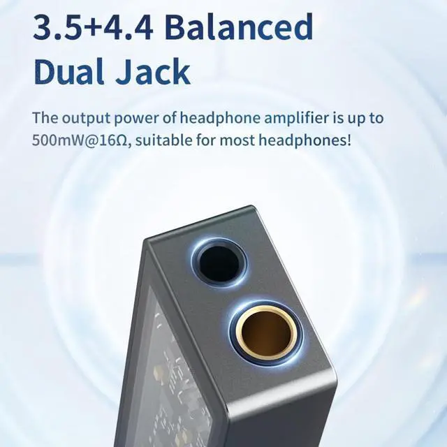 Alt view image 3 of 7 - SMSL D10 Portable USB C DAC | Dual CS43131 Mini Audio Headphone Amplifier Adapter | DSD256 32Bit/768kHz with 4.4mm 3.5mm Dual Headphones Outputs for Phone/PC/Tablet, Gray