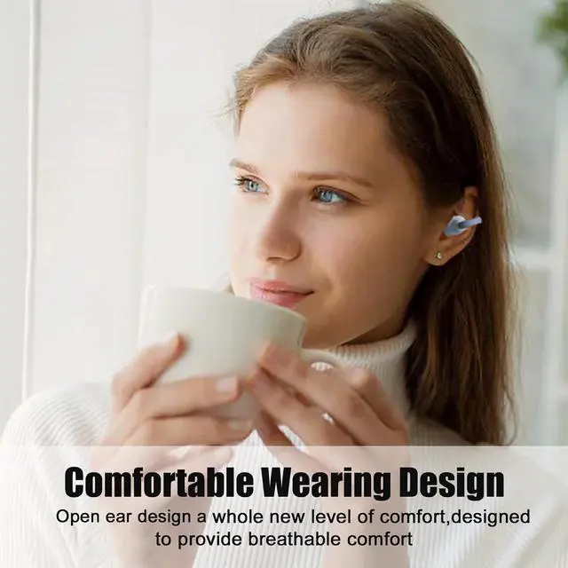 Alt view image 2 of 7 - Clip on Earbuds Open Earbuds Wireless Earphones Wireless Bluetooth 5.3 Clip on Headphones Sports Earphones Open Ear Headphones Built-In Microphone With Charging Case Ipx5 Waterproof coffee-black
