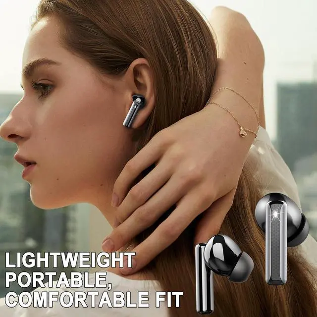 Alt view image 4 of 4 - Wireless Earbuds, 2025 Bluetooth 5.4 Headphones Bass Stereo, Ear Buds with 4 Mics ENC Noise Cancelling, Bluetooth Earbuds 48H Playtime LED Display Charging Case, IP7 Waterproof in Ear Earphones Black