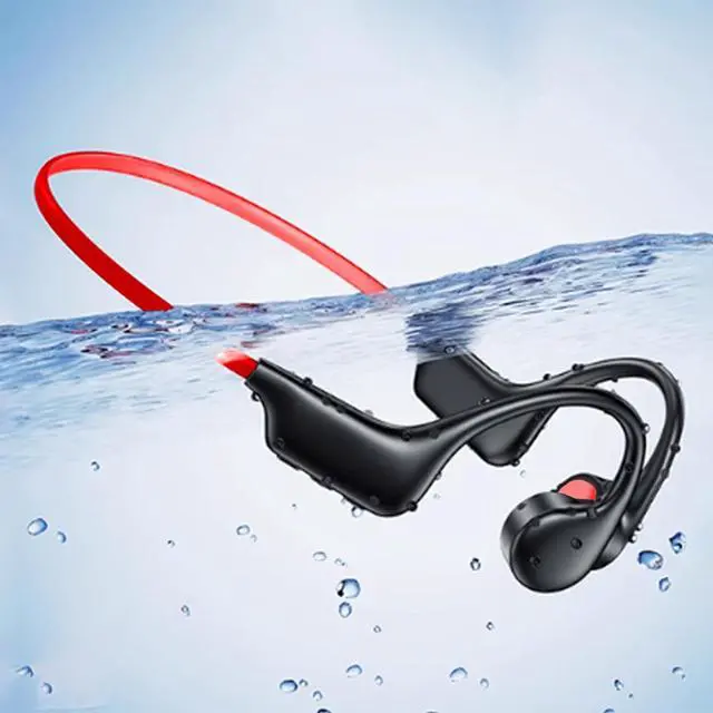 Main image of Open Ear Headphones,Bone Conduction Headphones 5.3,Bone Conduction Earphones IPX8 Waterproof Built-in 32GB MP3,with Mic,8 Hours Battery Life Headphones for Hiking,Running red