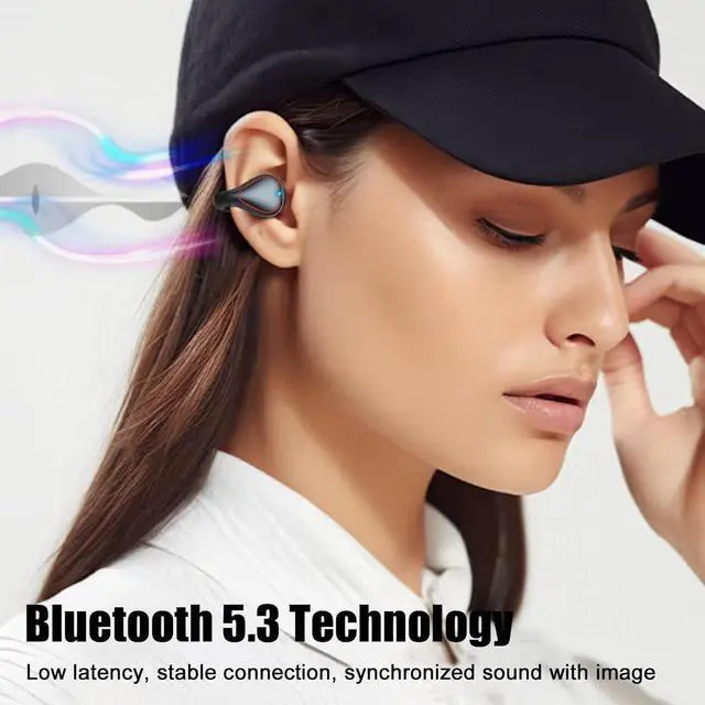 Alt view image 4 of 7 - Open Ear Earbuds, Clip On Earbuds Open Ear Headphones Bluetooth 5.3 Wireless Earbuds Built-in Microphone IPX5 Waterproof & Touch Control Wireless Headphones for Anywhere Sport Ear Buds Grey