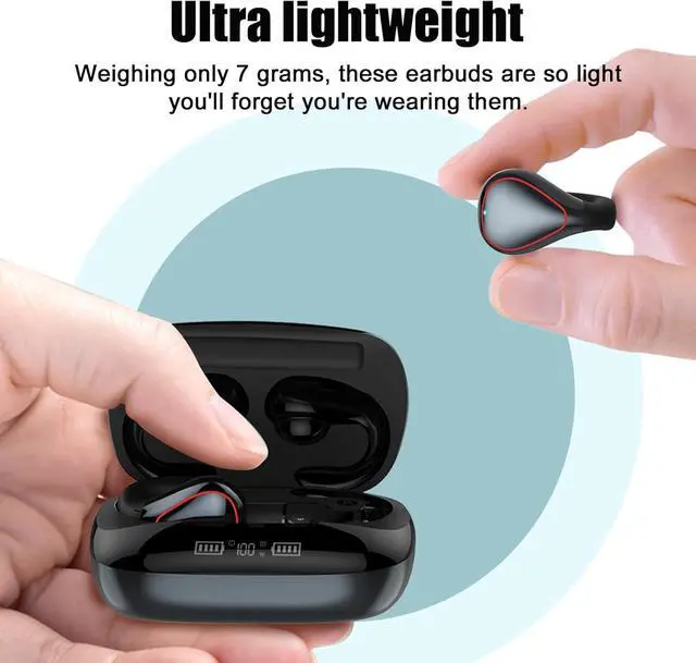 Alt view image 7 of 7 - Open Ear Earbuds, Clip On Earbuds Open Ear Headphones Bluetooth 5.3 Wireless Earbuds Built-in Microphone IPX5 Waterproof & Touch Control Wireless Headphones for Anywhere Sport Ear Buds Grey