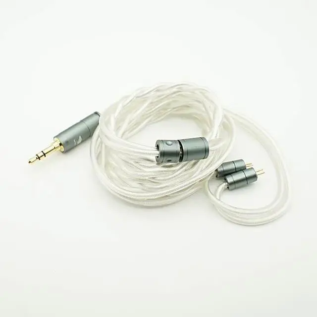 Alt view image 2 of 7 - Hisenior White Whale 2Pin 0.78mm 6 Shares OCC Silver-Plated HiFi in-Ear Earphone Cable, Audiophile IEM Earbud Replacement Cable, 4ft 1.2Meters Earphone Upgrade Cable (3.5mm Audio)