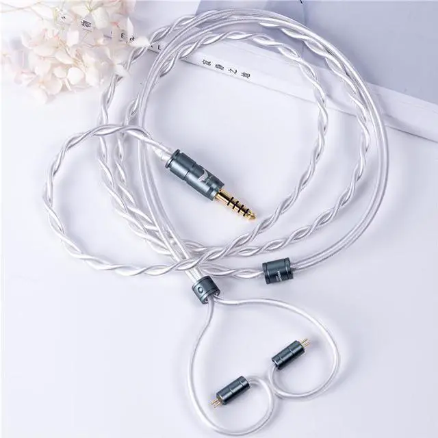 Alt view image 4 of 7 - Hisenior White Whale 2Pin 0.78mm 6 Shares OCC Silver-Plated HiFi in-Ear Earphone Cable, Audiophile IEM Earbud Replacement Cable, 4ft 1.2Meters Earphone Upgrade Cable (3.5mm Audio)