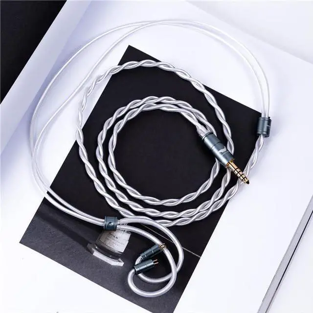 Alt view image 7 of 7 - Hisenior White Whale 2Pin 0.78mm 6 Shares OCC Silver-Plated HiFi in-Ear Earphone Cable, Audiophile IEM Earbud Replacement Cable, 4ft 1.2Meters Earphone Upgrade Cable (3.5mm Audio)